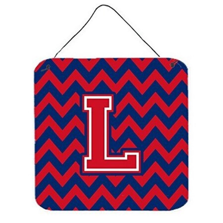 Carolines Treasures Letter L Chevron Yale Blue and Crimson Wall or Door Hanging Prints CJ1054-LDS66